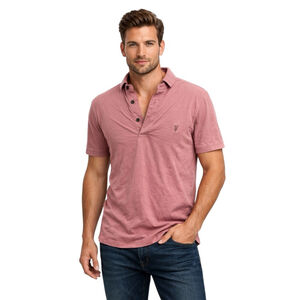 AllSaints Men’s Pink Short Sleeve Polo Shirt Size Large